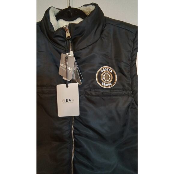 Boston Bruins Wear by Erin Andrews Reversible Zip Sherpa Vest Women's XL - Picture 3 of 10